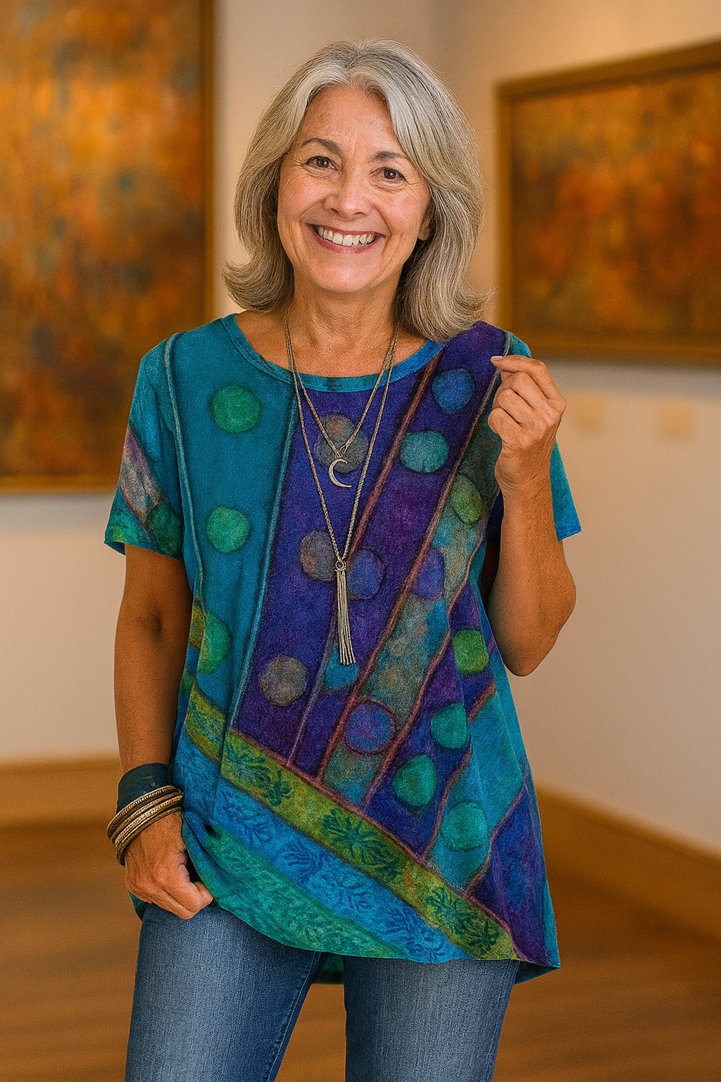 Callia Artistic Flowing Top in blue