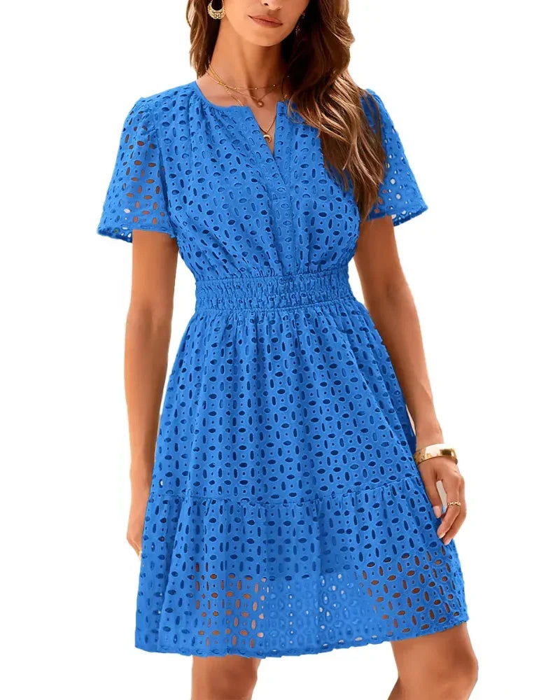 Magda Sweetheart Neckline Dress in blue