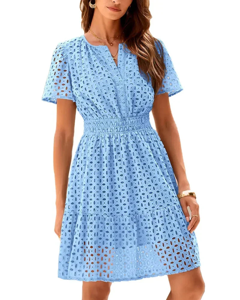 Magda Sweetheart Neckline Dress in light blue