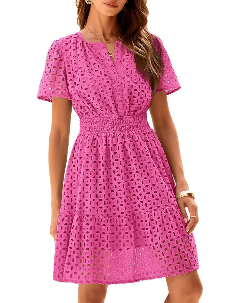 Magda Sweetheart Neckline Dress in rose red