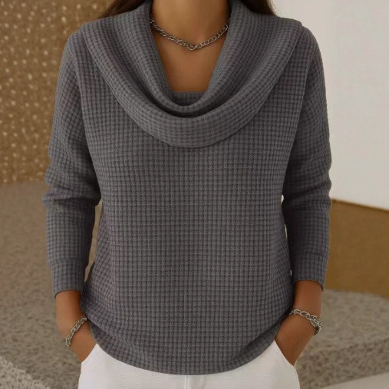 Amber Warm Waffle Sweater in gray