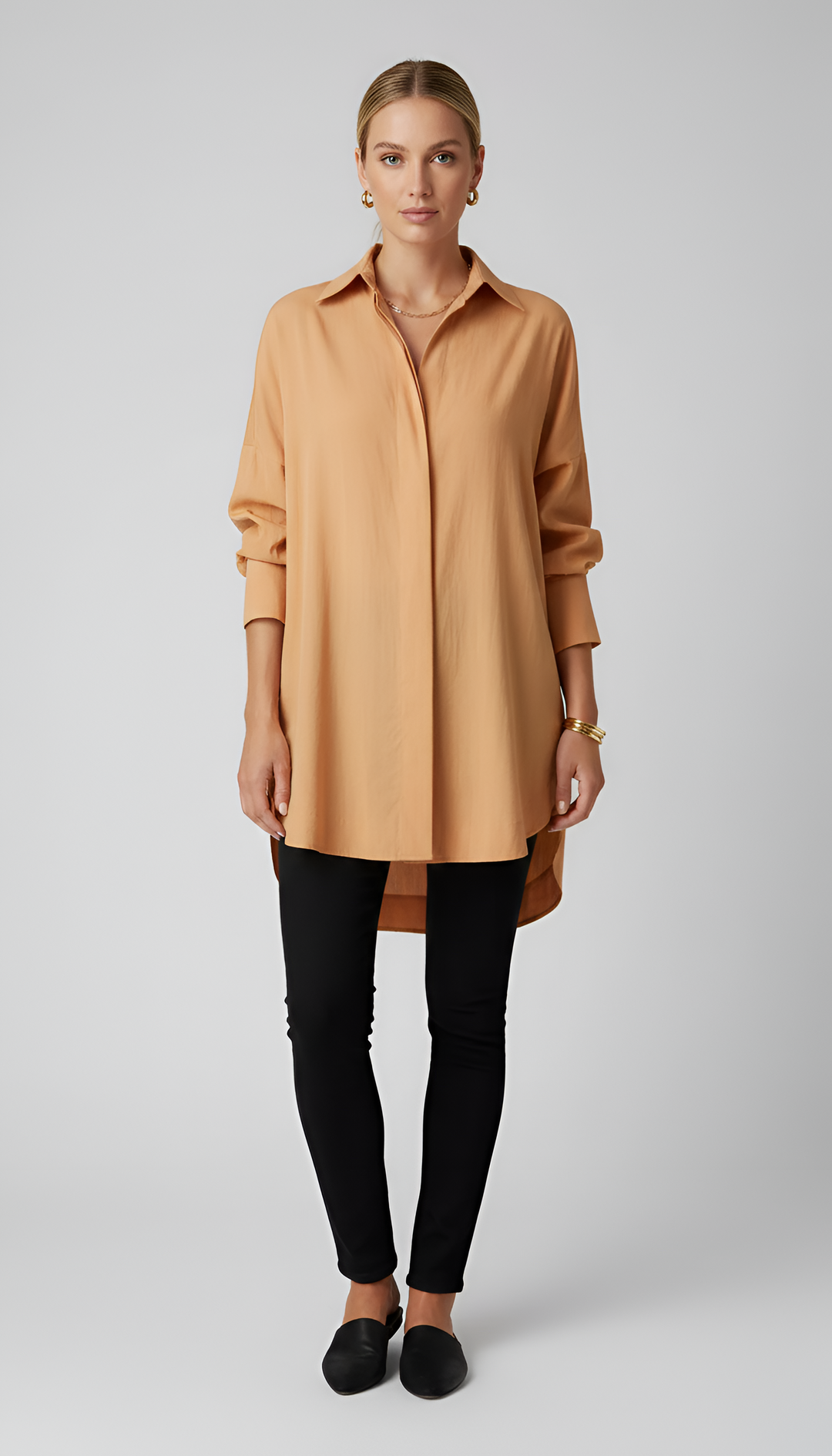 Morgan Oversized Cotton Shirt in yellow