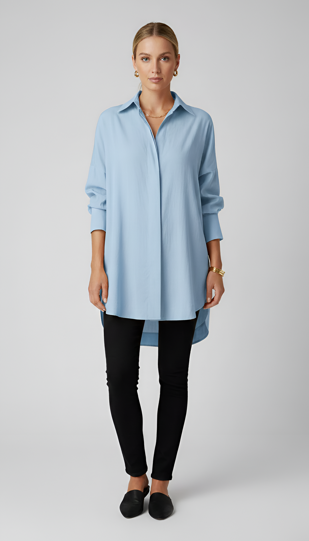 Morgan Oversized Cotton Shirt in light blue