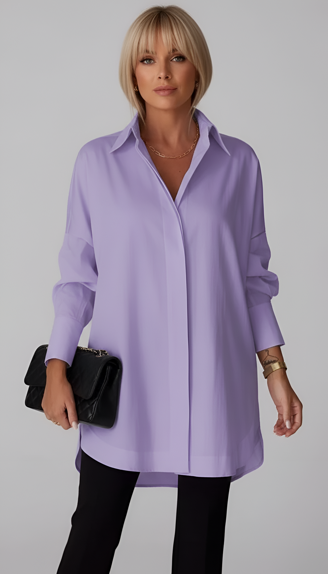Morgan Oversized Cotton Shirt in purple
