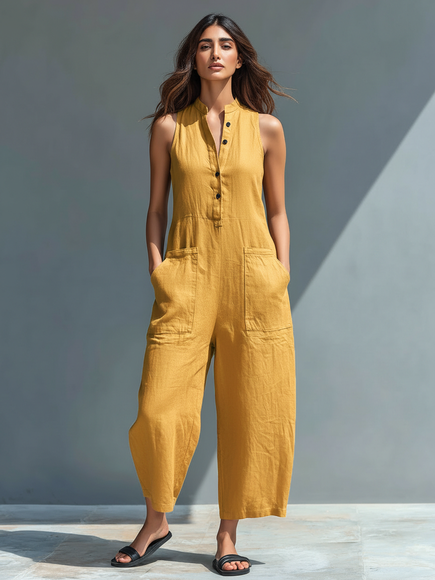 Adele Long Fluid Jumpsuit in yellow