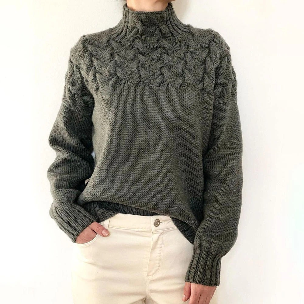 Mella Turtleneck Knit Sweater in gray
