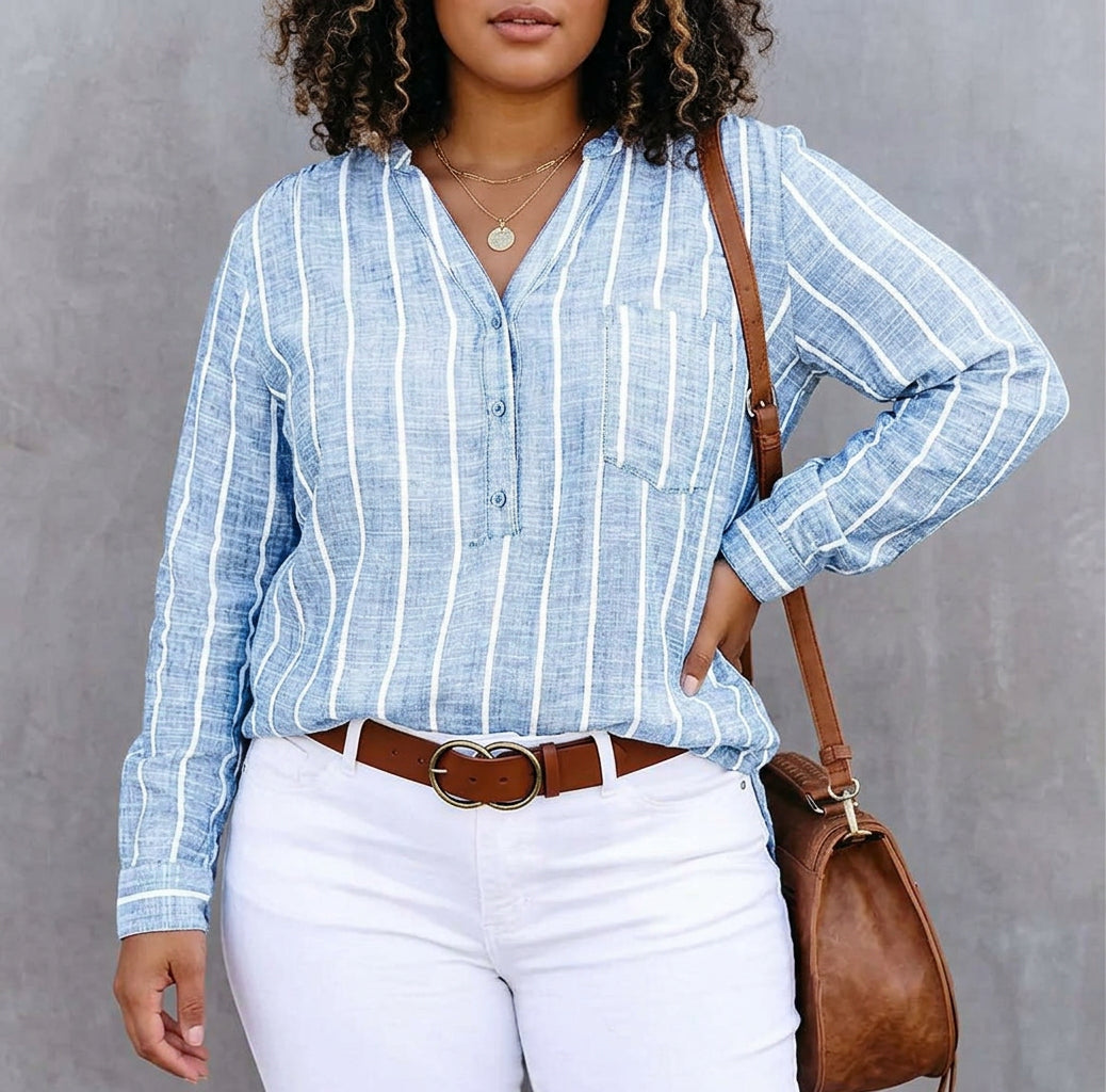 Mable Striped Blouse in light blue