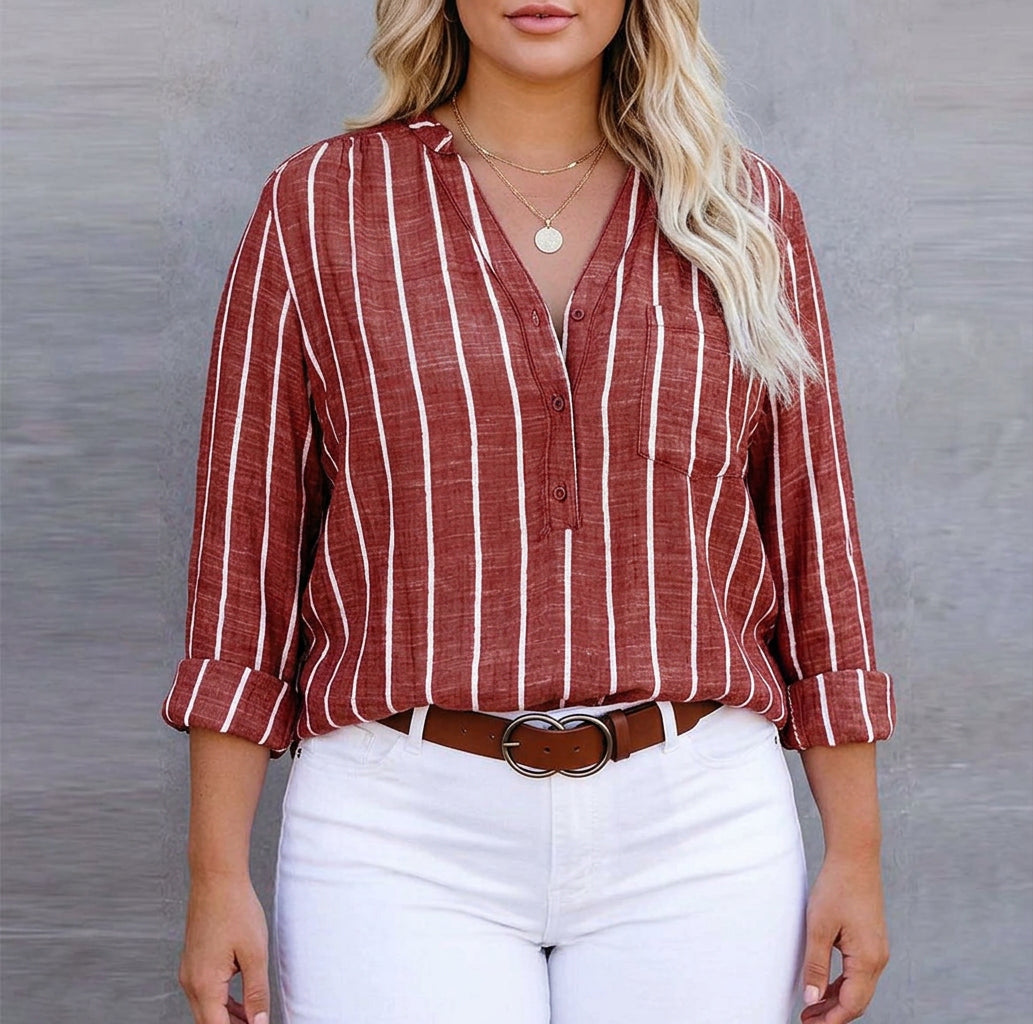 Mable Striped Blouse in red