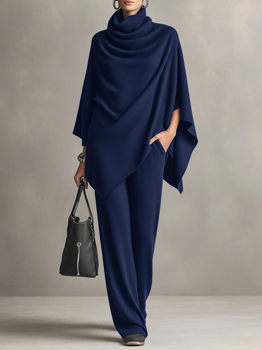 Urban Turtleneck Poncho and Pants in navy