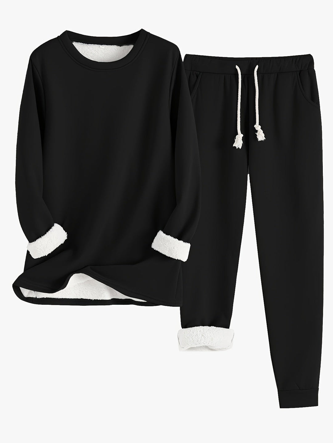 Hailey Fleece-lined Set in black