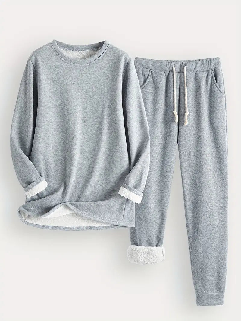Hailey Fleece-lined Set in light gray
