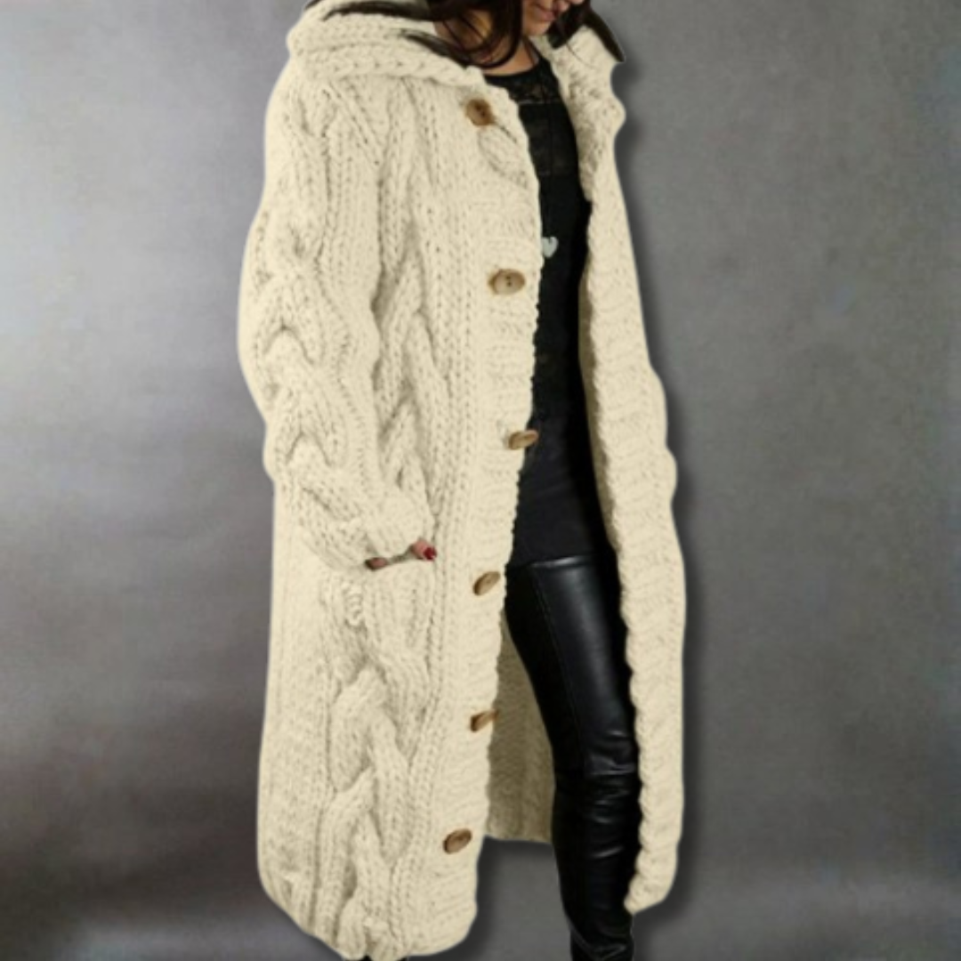 Carine Longline Knit Coat in beige