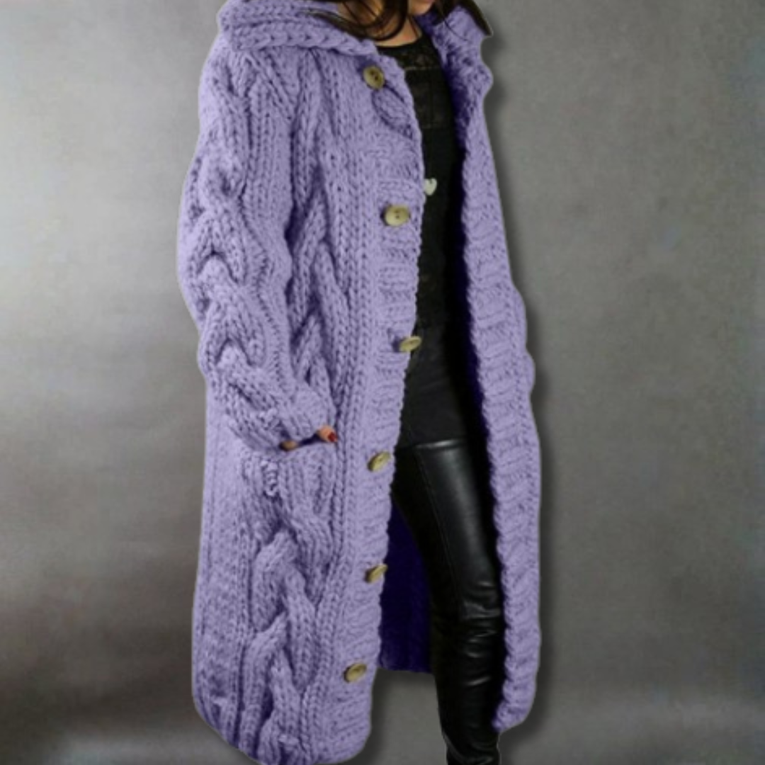 Carine Longline Knit Coat in lilac