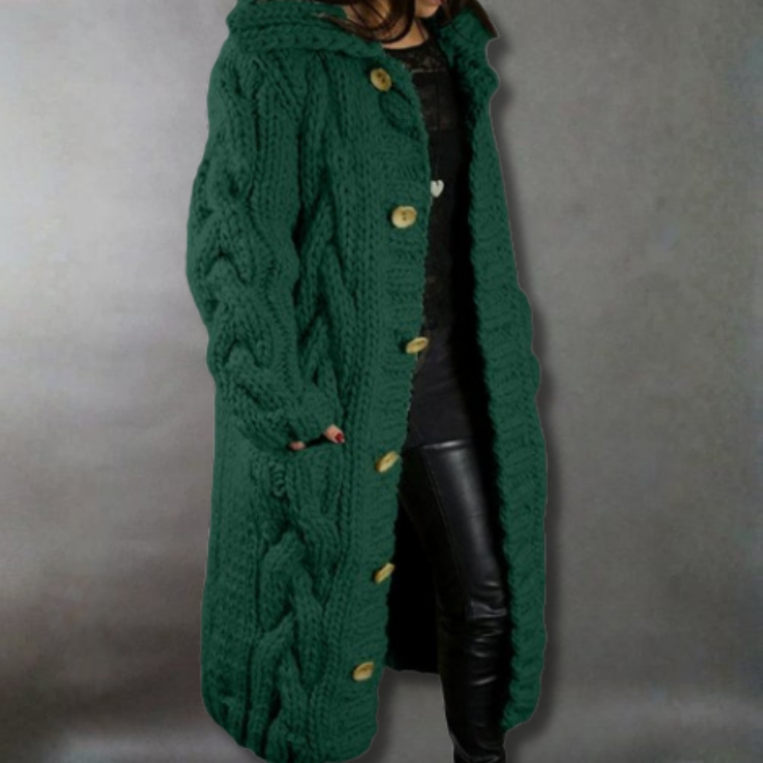 Carine Longline Knit Coat in green