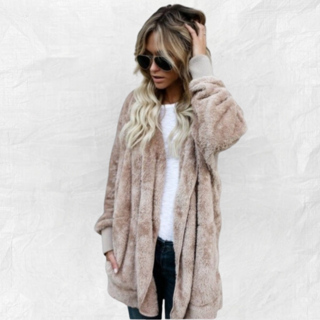 Ally Double Fleece Cardigan in khaki