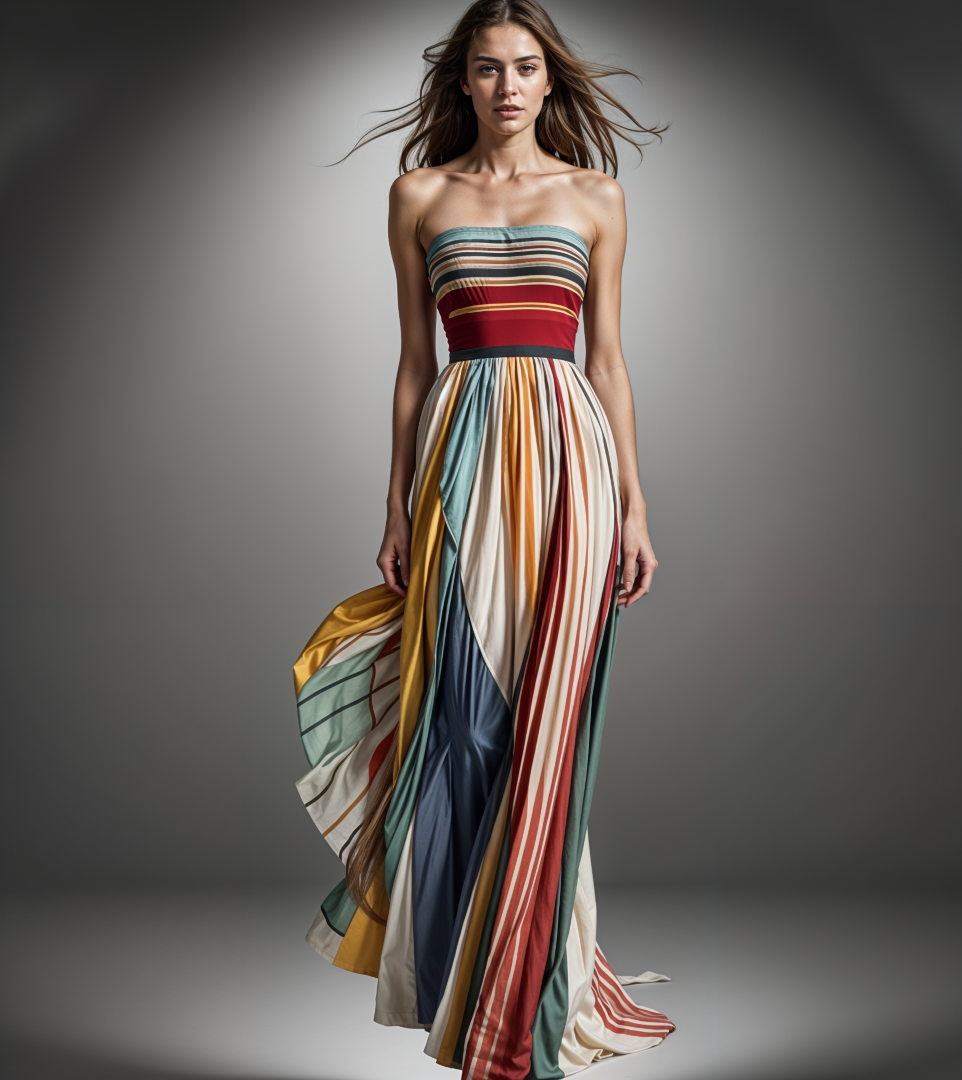 Asia and Long Dress in multicolor