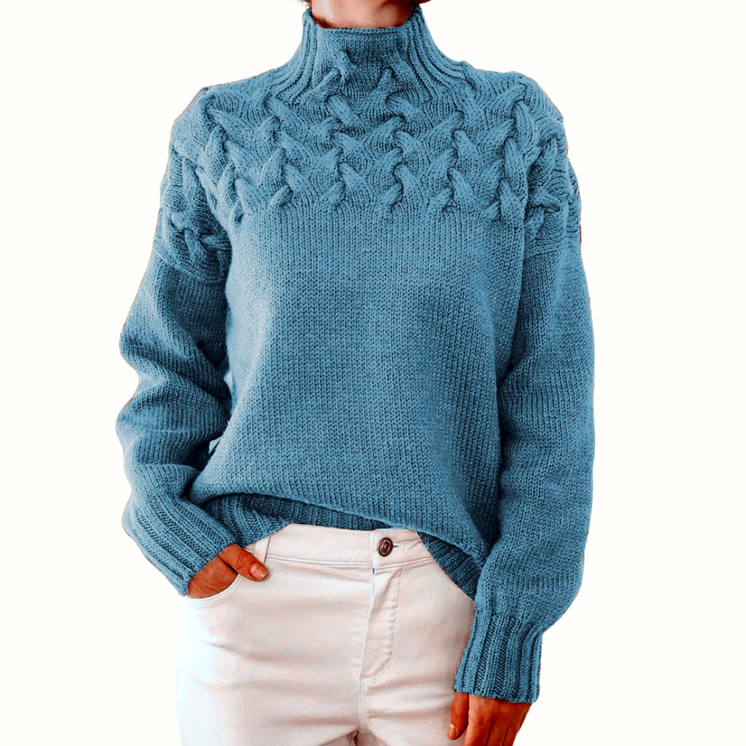 Mella Turtleneck Knit Sweater in sky blue