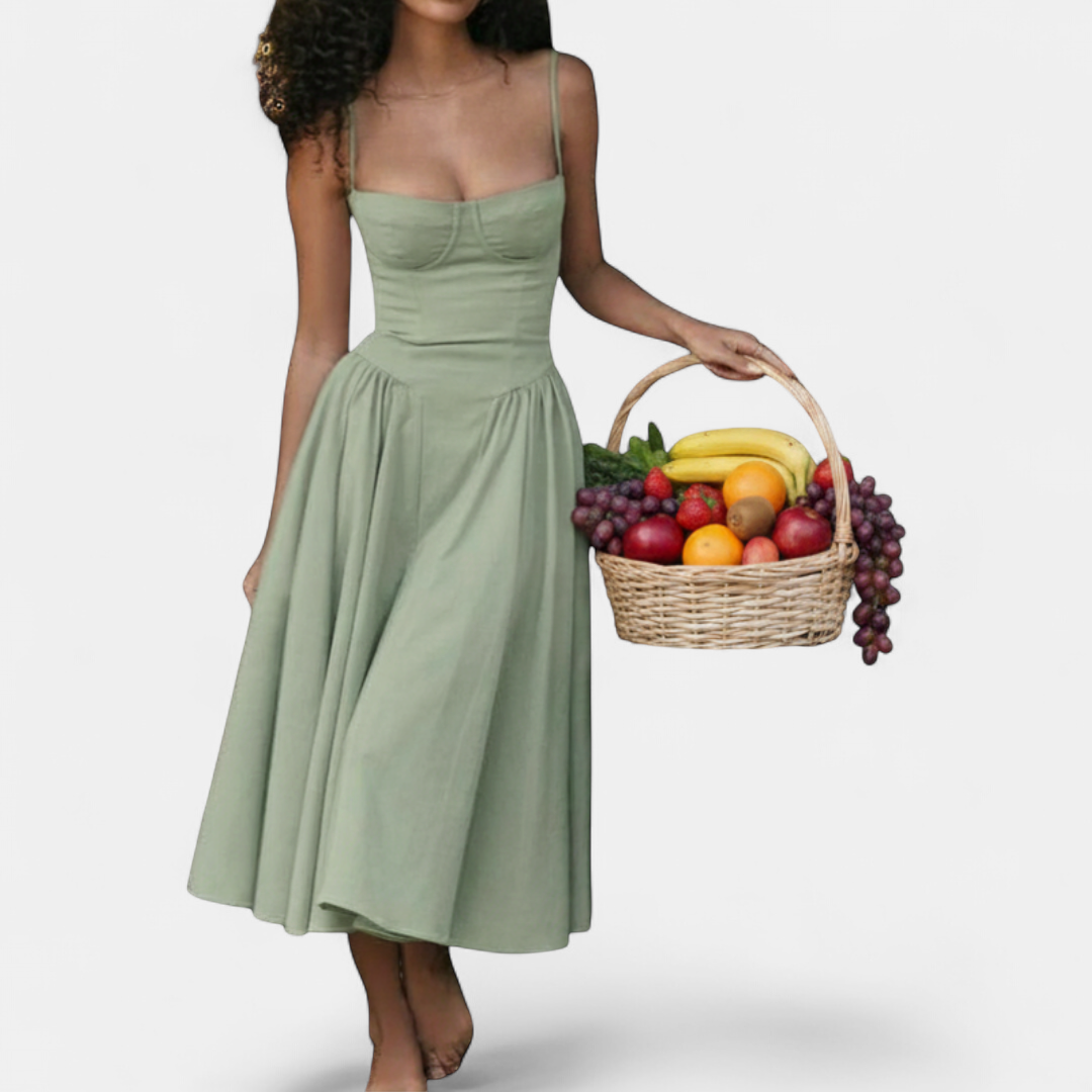 Eleanor Backless Cami Midi Dress in light green