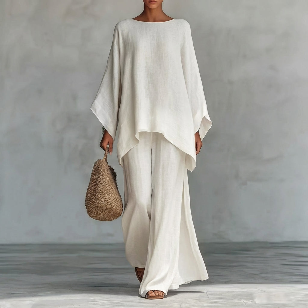 Christine Long Sleeve Two-piece Set in white