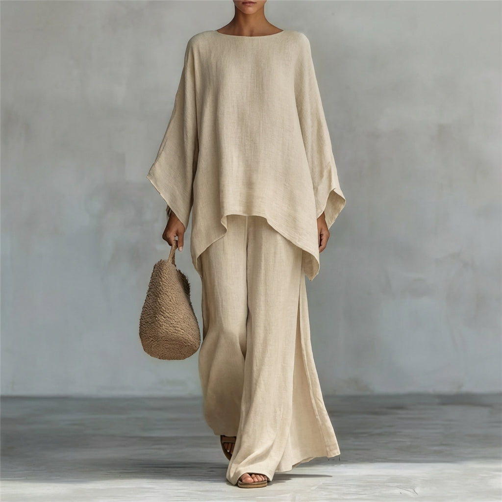 Christine Long Sleeve Two-piece Set in khaki