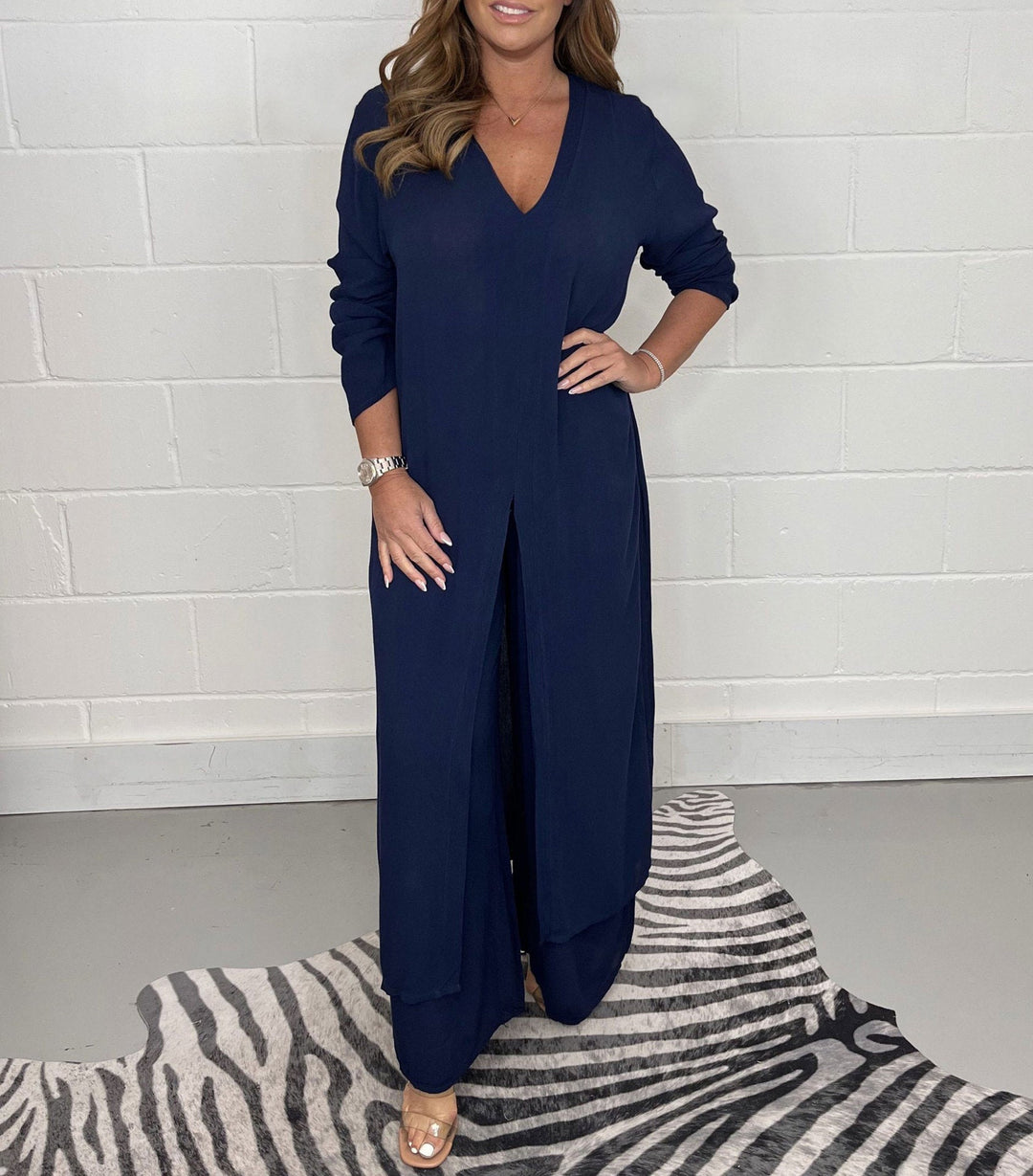 Cherly Two-piece Set in navy blue