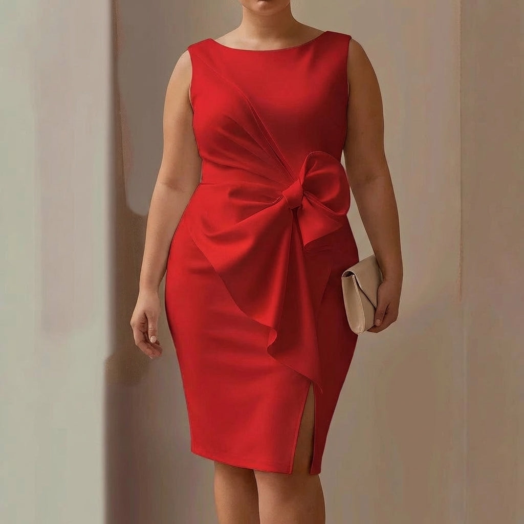 Briony Classic Bow Dress in red