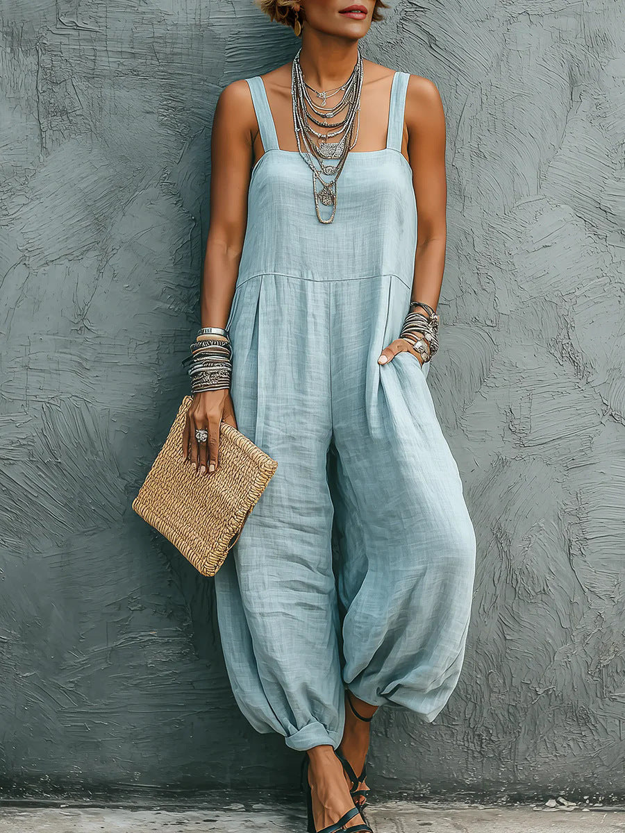 Adelaide Boho Jumpsuit in light blue