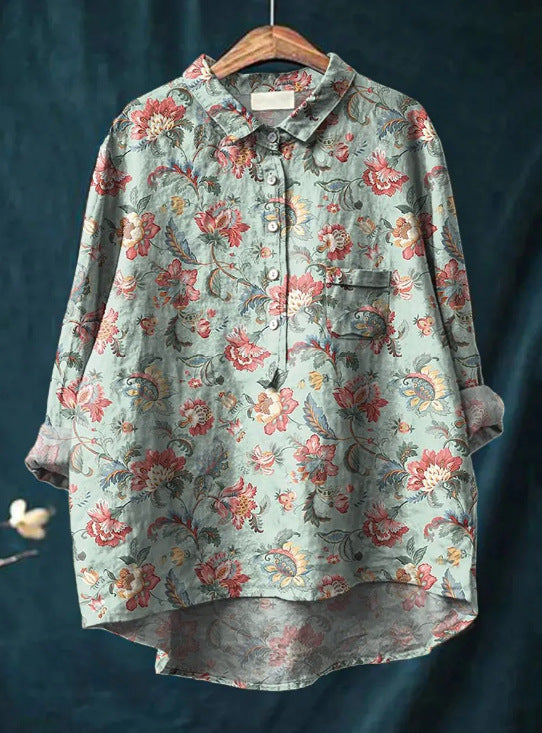 Geela French Vintage Blouse in red/green