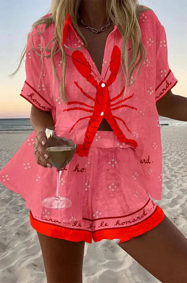 Katrina Pink Lobster Short Set