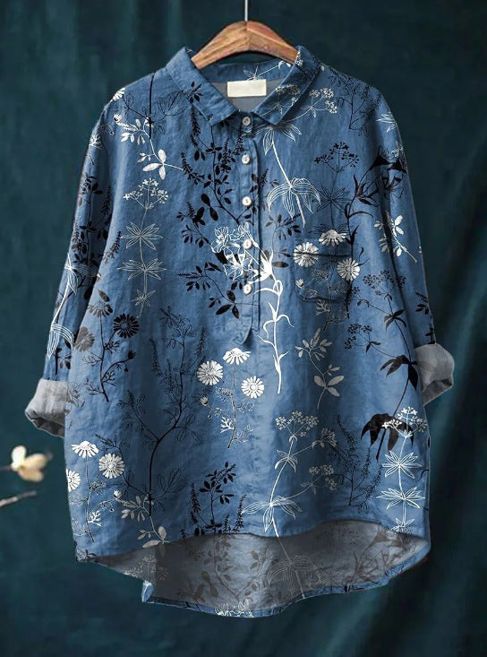 Geela French Vintage Blouse in denim blue