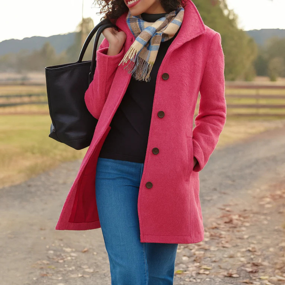 Lyzia Classic Coat For Chilly in pink