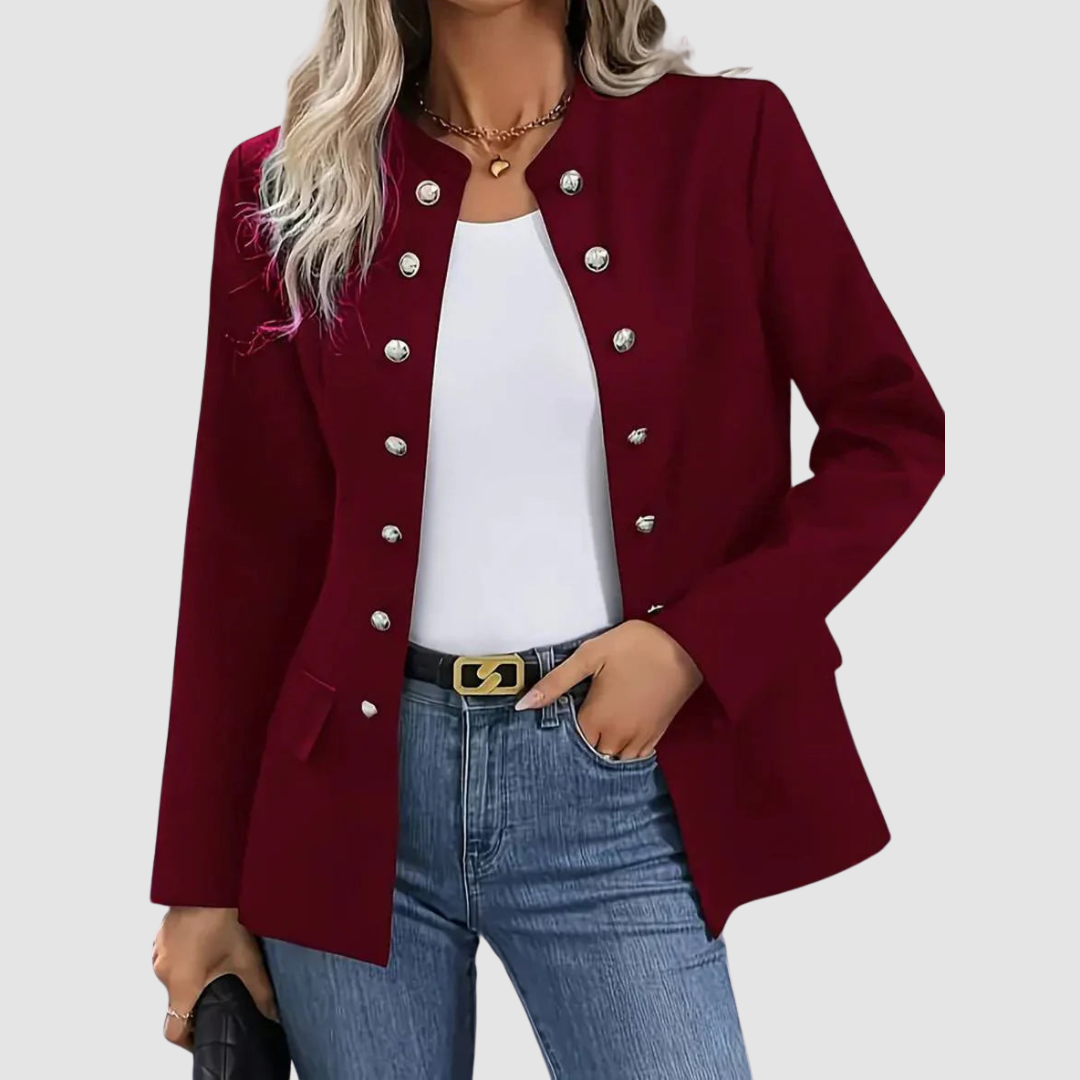 Adrienne Blazer in red
