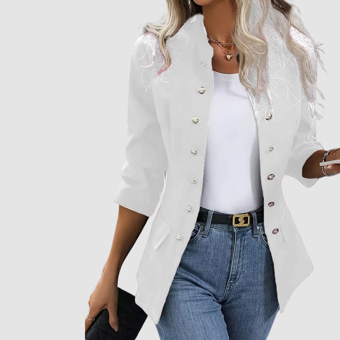 Adrienne Blazer in white