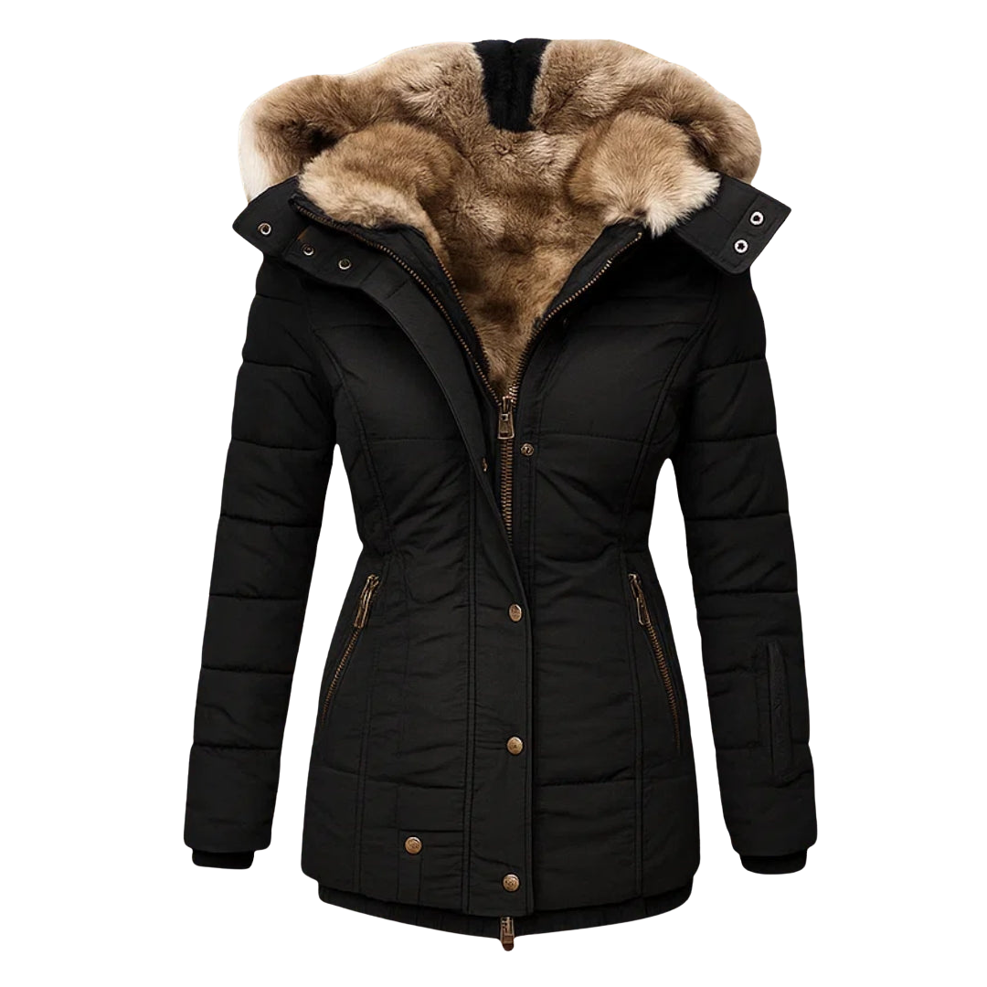 Alisson Winter Coat with Fur in black