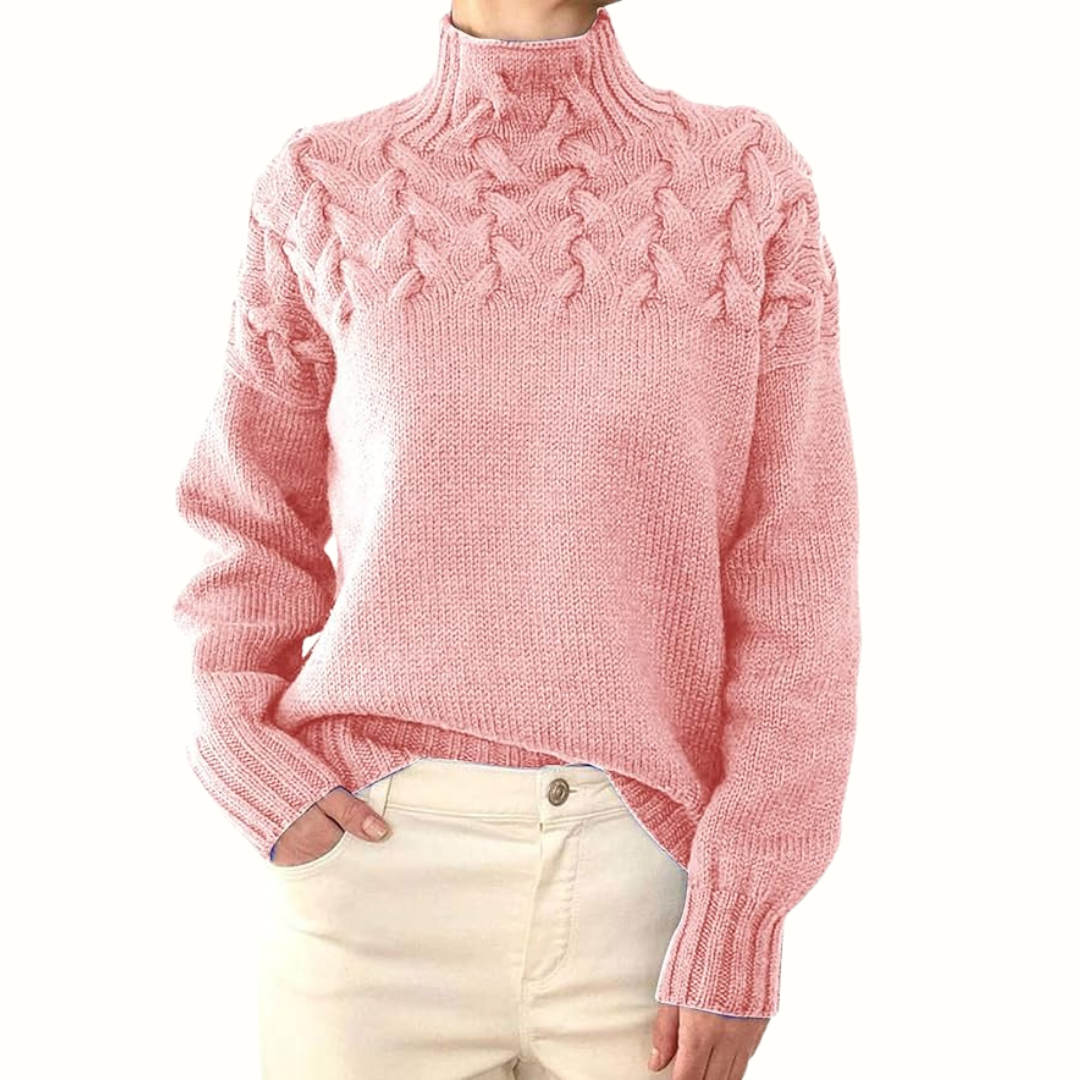 Mella Turtleneck Knit Sweater in light pink