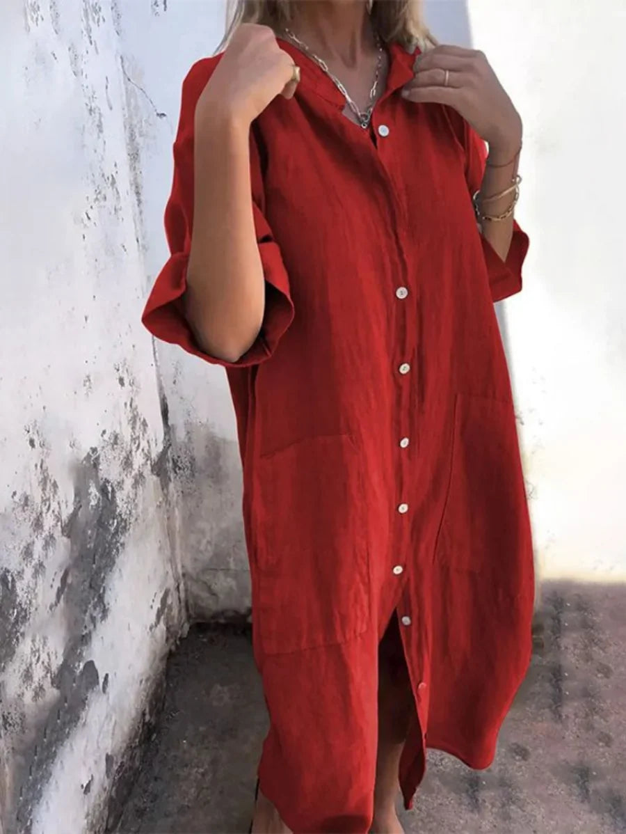 Dora Shirt Dress in red