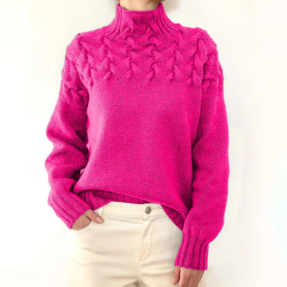 Mella Turtleneck Knit Sweater in pink