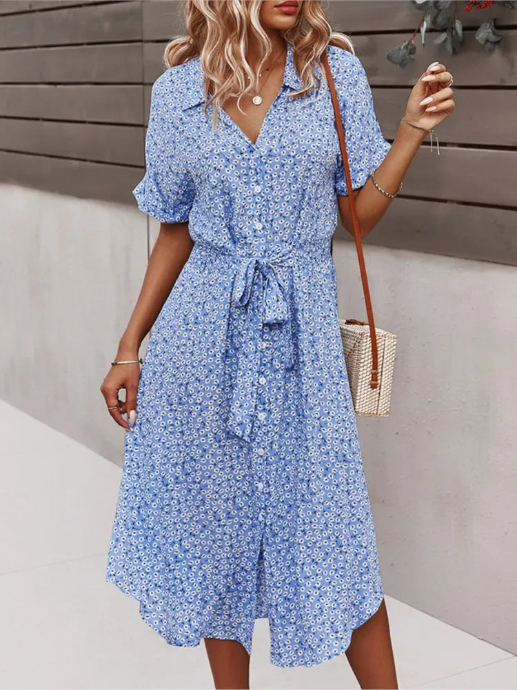 Madel Coastal Bloom Dress in blue