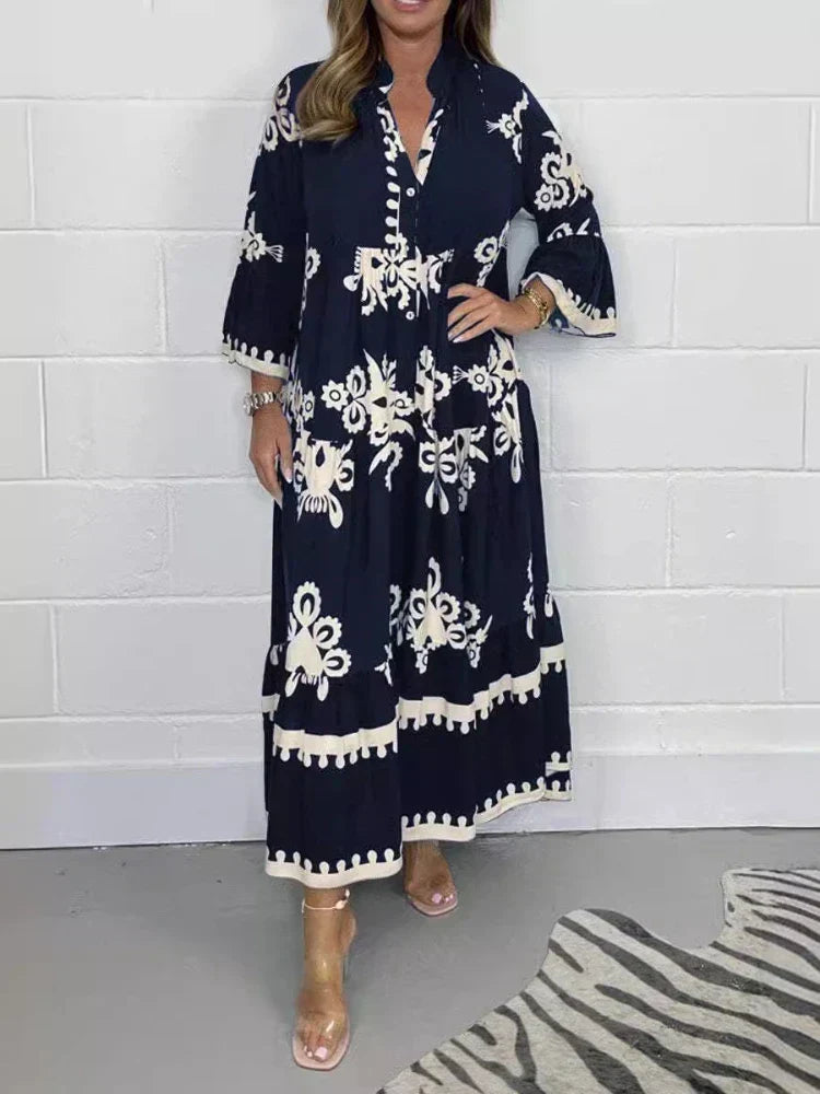 Valeen Day Dress in navy blue