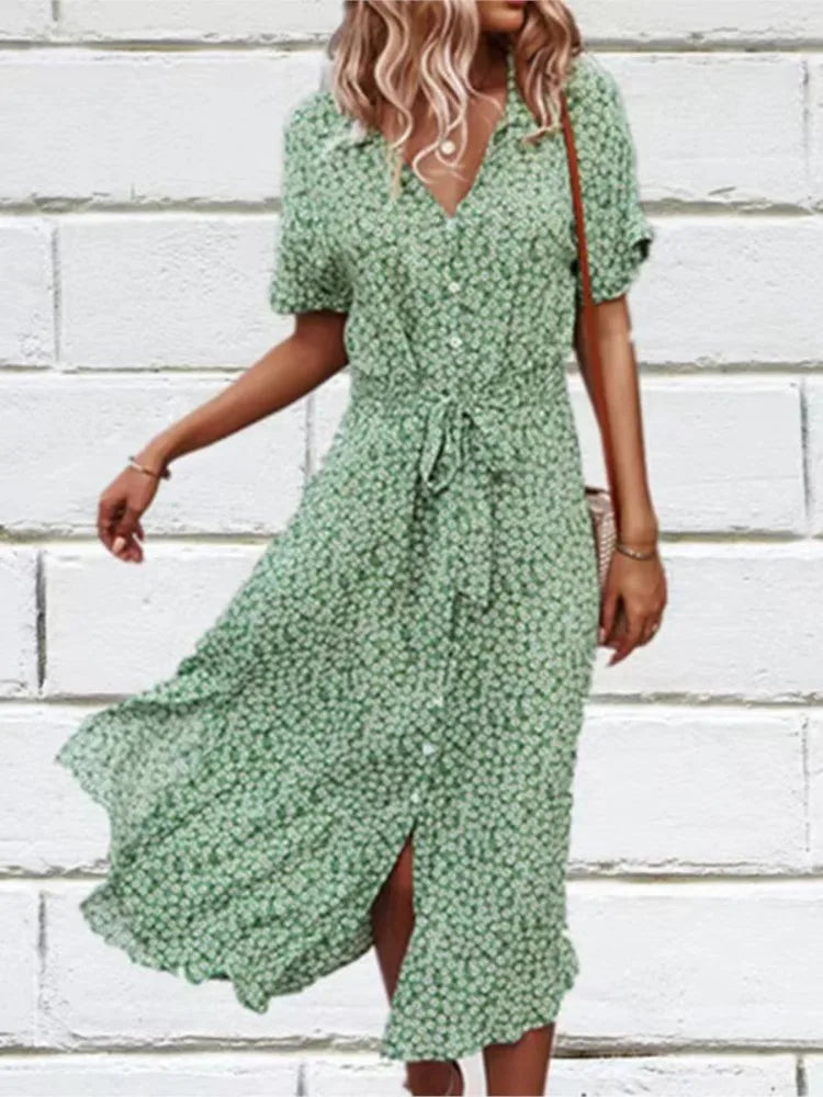Madel Coastal Bloom Dress in green