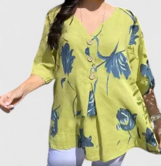 Isabel Floral Print Blouse in yellow
