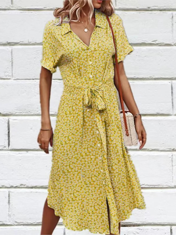 Madel Coastal Bloom Dress in yellow
