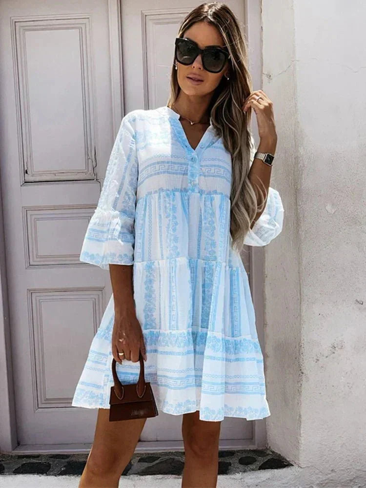 Claire Boho Tunic in blue