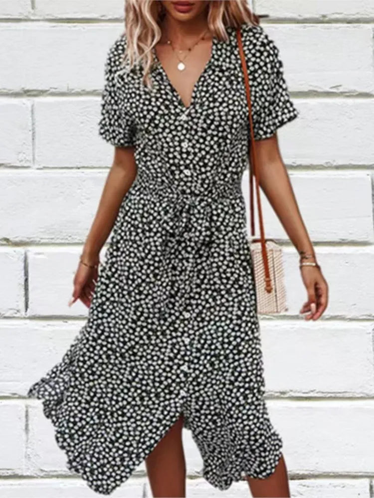 Madel Coastal Bloom Dress in black