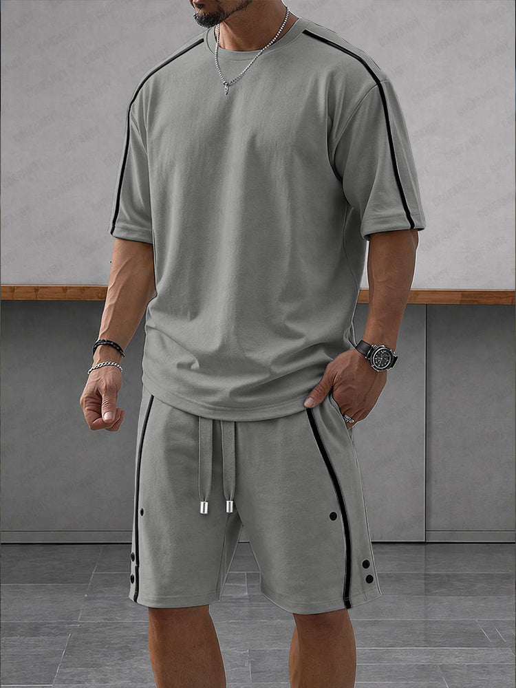 Trent Contrast Trim Sports Set in gray