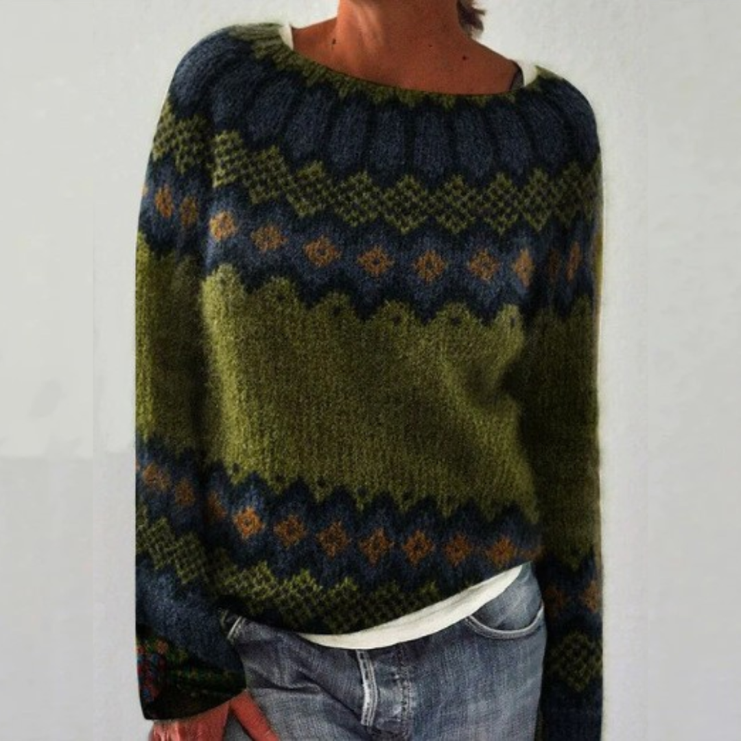 Anita Retro Sweater in dark green