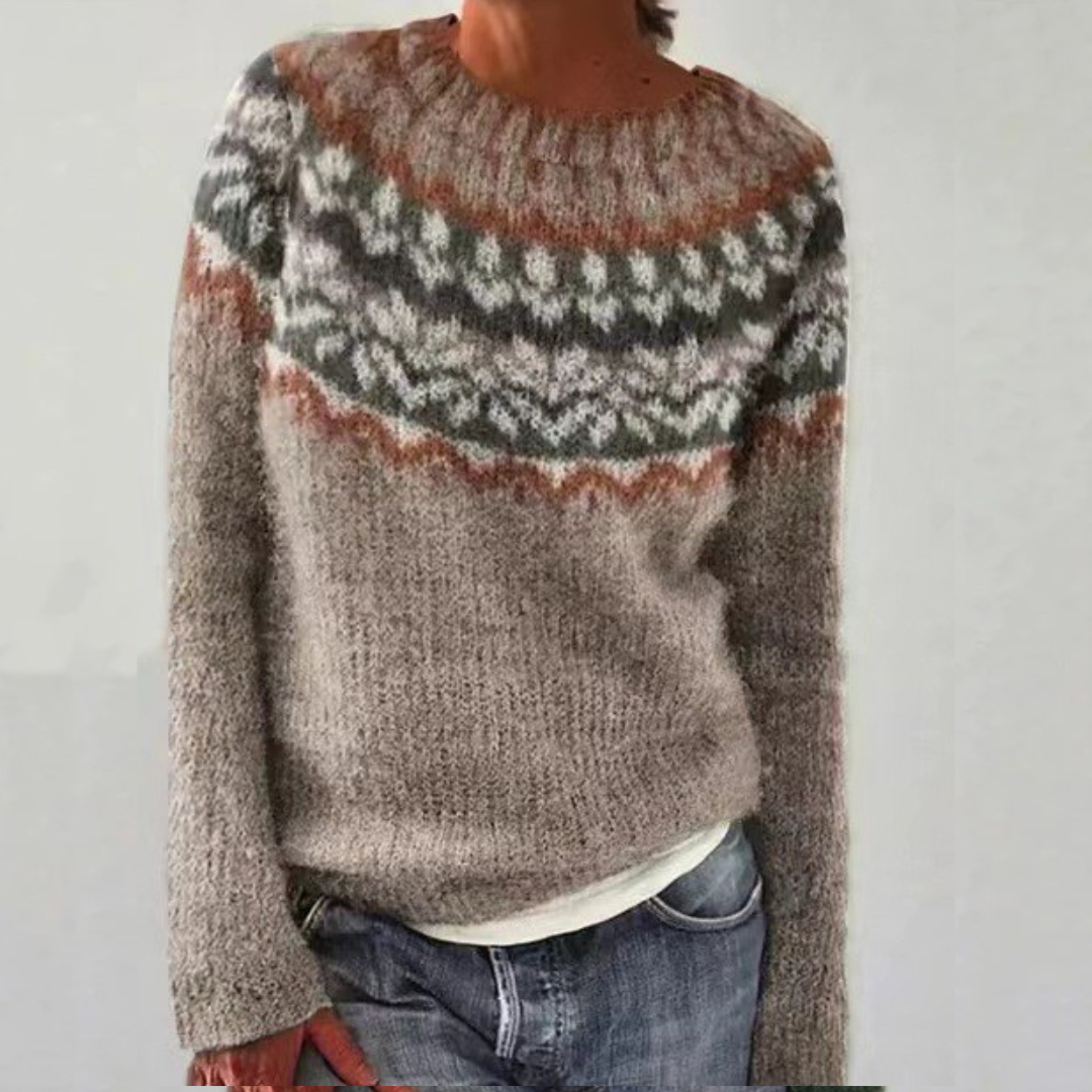 Chloe Retro Sweater in brown/floral