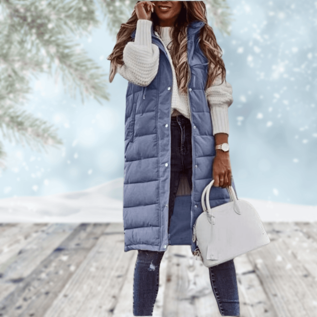 Evelyn Sleek Long Coat in blue