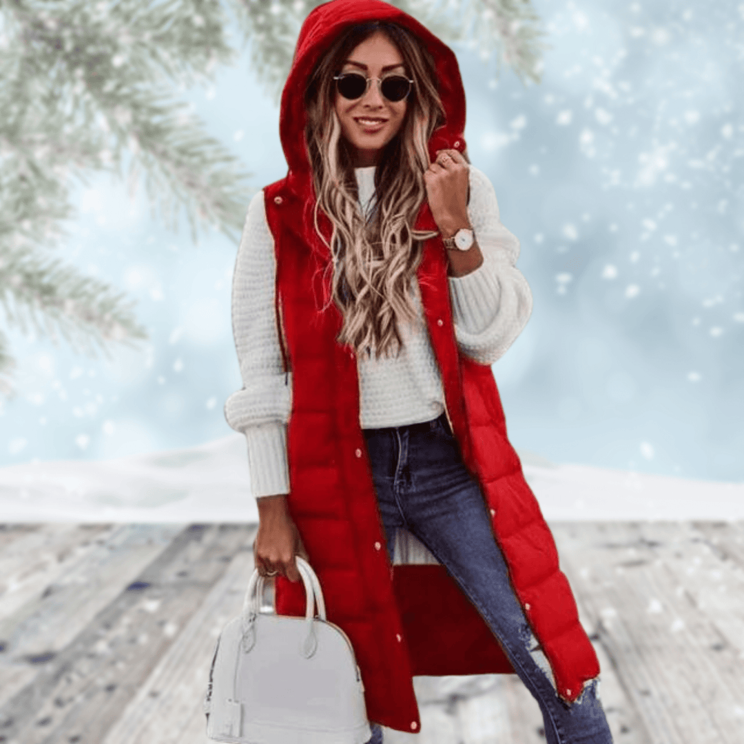 Evelyn Sleek Long Coat in red
