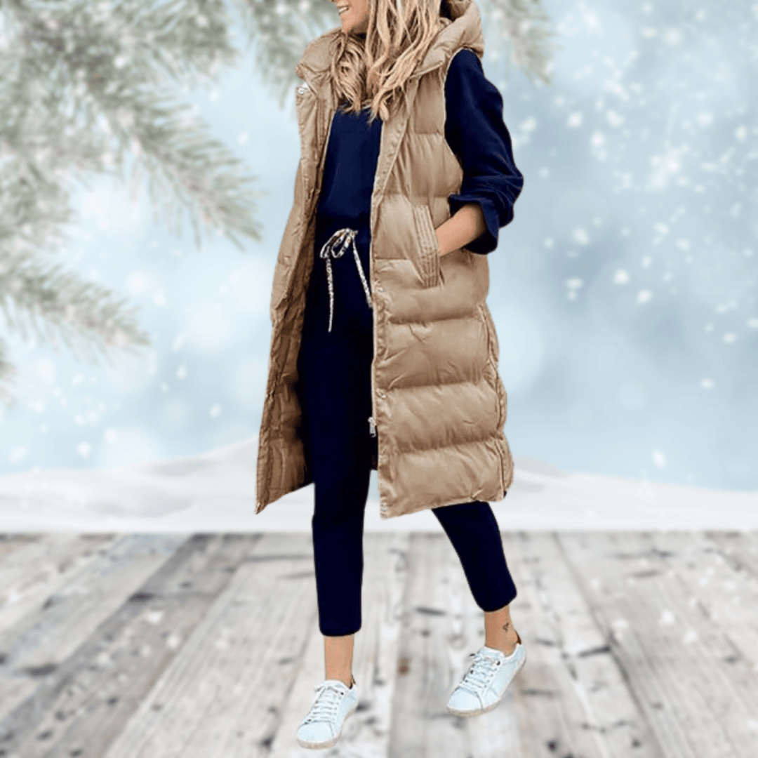 Evelyn Sleek Long Coat in khaki
